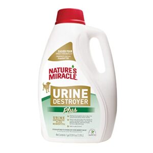 nature's miracle urine destroyer plus dog, 128 ounce, tough on strong dog urine and the yellow sticky residue