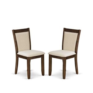 east west furniture mzcnt32 monza parson light beige linen fabric upholstered dining chairs, set of 2