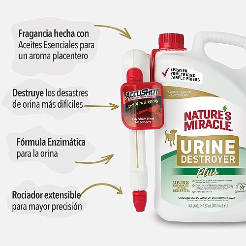 Nature's Miracle Urine Destroyer Plus for Dogs with AccuShot® Continous Power Sprayer, 1.33 Gallons, for Tough Pet Urine Messes