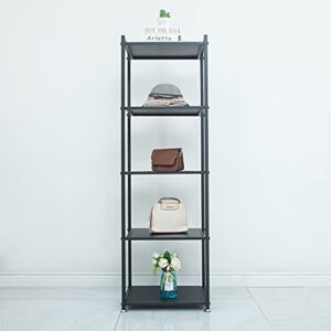 ZIOTHUM Display Shelf, 5-Tier Shelf Stand, Black Metal Thin Narrow Tall Large Corner Shelf Bookshelf Freestanding for Bedroom Shop Commercial Retail Storage(19.7x15.7x63)…