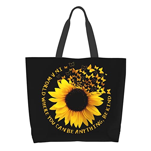 Qaxcdmky Sunflower Tote Bag Large Shoulder Bag Casual Reusable Handbag For Women Shopping Grocery Work