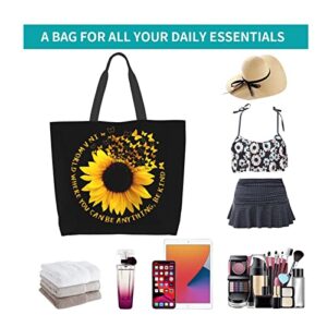 Qaxcdmky Sunflower Tote Bag Large Shoulder Bag Casual Reusable Handbag For Women Shopping Grocery Work