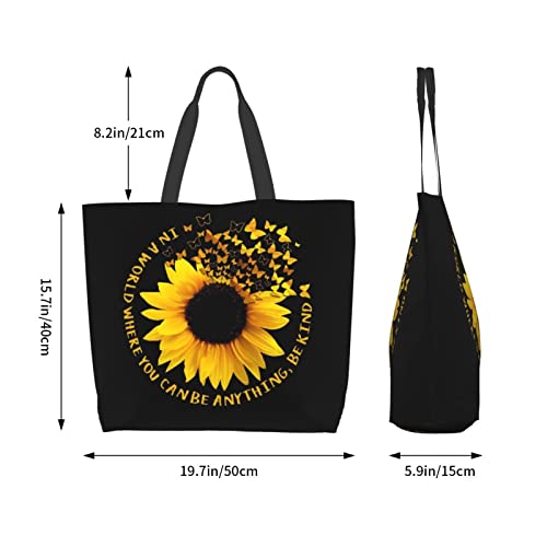 Qaxcdmky Sunflower Tote Bag Large Shoulder Bag Casual Reusable Handbag For Women Shopping Grocery Work