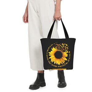 Qaxcdmky Sunflower Tote Bag Large Shoulder Bag Casual Reusable Handbag For Women Shopping Grocery Work