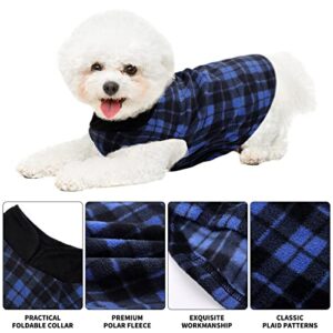 Pedgot 6 Pieces Dog Clothes Warm Dog Fleece Vest with Leash Ring Dog Sweatshirt Winter Pet Clothes Plaid Dog Pullover for Puppy Small Dogs Cat, Large