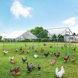 leisu outdoor large chicken run walk-in chicken coop with waterproof cover chicken playpen metal hen cage duck cage enclosure rabbit nest fence chicken cages for backyard farm (19.7'x9.9'x6.57')