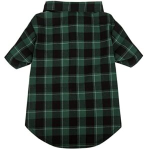 Plaid Dog Shirt Pet Plaid Clothes Shirts for Small Medium Large Dogs Puppy Cats Dog Button Up Shirt (Large, Green)