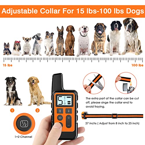 HKZOOI Dog Training Collar, 2 Receiver IPX7 Waterproof Shock Collars for Dog with Remote Range 1640ft, 3 Training Modes, Beep Vibration and Shock, Electric Dog Collar for Small Medium Large Dogs