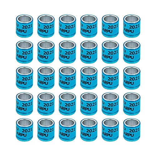 LIXFDJ with Numbered Bird Leg Clip Plastic Ultralight Ring 100 Pcs Aluminum Bird Rings Leg Bands Racing Pigeon Foot Ring for Pigeon Parrot Finch Canary Hatch Poultry Rings//13 (Color : Blue)