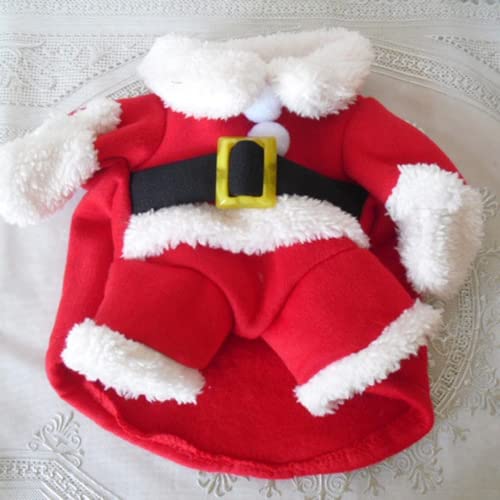 Betreasure Pet Dog Christmas Clothes Santa Claus Dog Costume Winter Puppy Pet Cat Coat Jacket Dog Suit with Cap Warm Clothing for Dogs Cats (X-Small)