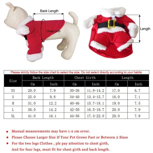 Betreasure Pet Dog Christmas Clothes Santa Claus Dog Costume Winter Puppy Pet Cat Coat Jacket Dog Suit with Cap Warm Clothing for Dogs Cats (X-Small)