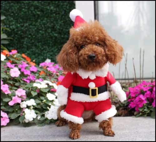 Betreasure Pet Dog Christmas Clothes Santa Claus Dog Costume Winter Puppy Pet Cat Coat Jacket Dog Suit with Cap Warm Clothing for Dogs Cats (X-Small)