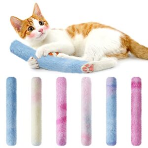 mewtogo 6pcs cat kicker toys with sound paper- kitty kick sticks soft plush cat chew toy to squeak- durable cat kick toy for indoor kitten cats playing chewing(11.8" x 1.6")