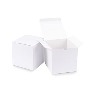 officecastle 10 pcs 4x4x4 inches white gift box with lids | small gift boxes for presents, cupcake, crafting | square boxes