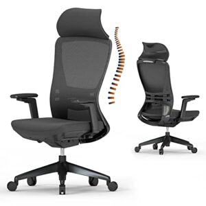 fanmen home office desk chair, ergonomic mesh executive office chair with 3 position tilt function, comfortable high back black computer chair with 3d adjustable armrest & lumbar support
