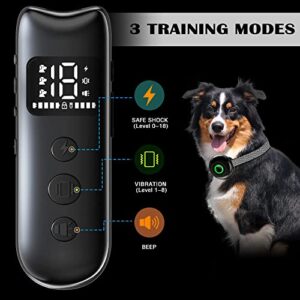 FATEAR Dog Shock Training Collar with Remote 2000ft for Large Medium Small Dogs, Rechargeable Waterproof Electric Collar with 3 Modes, Beep, Vibration and Shock