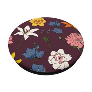 Cute Wine Red Floral Flower Design PopSockets Swappable PopGrip