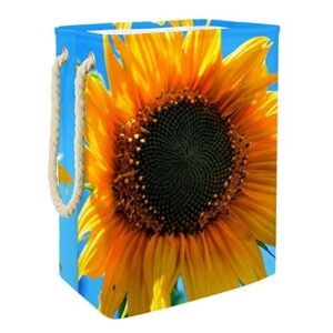 inhomer flower summer yellow sunflower large laundry hamper waterproof collapsible clothes hamper basket for clothing toy organizer, home decor for bedroom bathroom