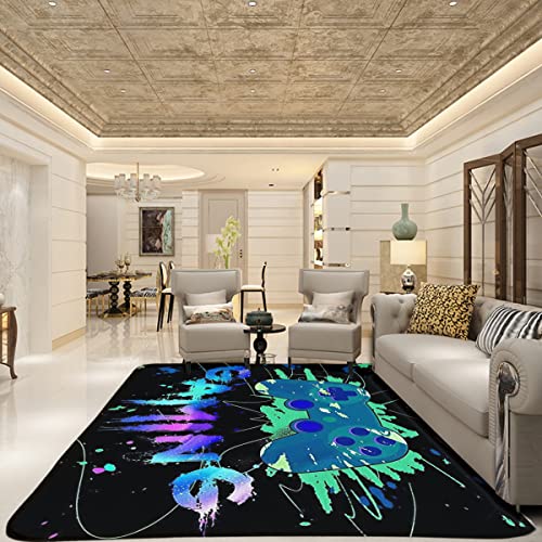 LUCKY&DONG Anime Gamer Rugs for Bedroom Boys Teens Printed Game Gamepad Carpets Living Room Mat Home Decor Non-Slip Crystal Floor Polyester Gamer Decor Doormats 17.5x31.5in