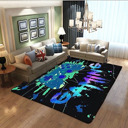 LUCKY&DONG Anime Gamer Rugs for Bedroom Boys Teens Printed Game Gamepad Carpets Living Room Mat Home Decor Non-Slip Crystal Floor Polyester Gamer Decor Doormats 17.5x31.5in