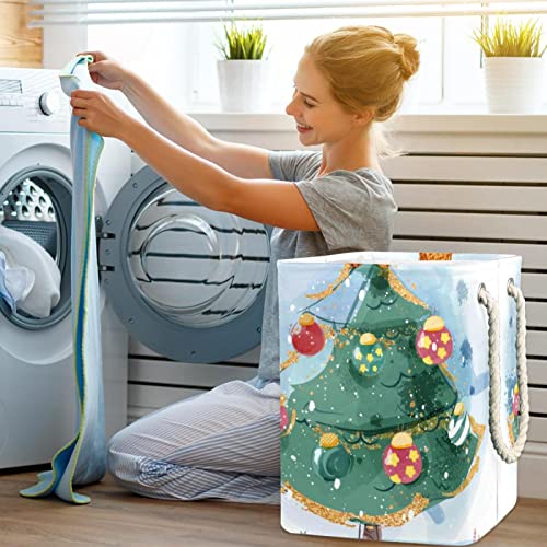 Inhomer Christmas Tree Large Laundry Hamper Waterproof Collapsible Clothes Hamper Basket for Clothing Toy Organizer, Home Decor for Bedroom Bathroom