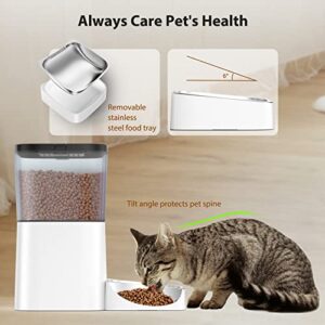 Automatic Cat Feeder, ZEALINNO 4L Pet Food Dispenser with Stainless Steel Bowl for Programmable Control 4 Meals Per Day and 10s Voice Recorder Timed Cat Feeder