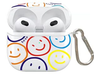 airpods 3 case cover,jandm cute smiley clear soft silicon smooth shockproof with keychain girls kids women case for airpods 3rd generation charging case