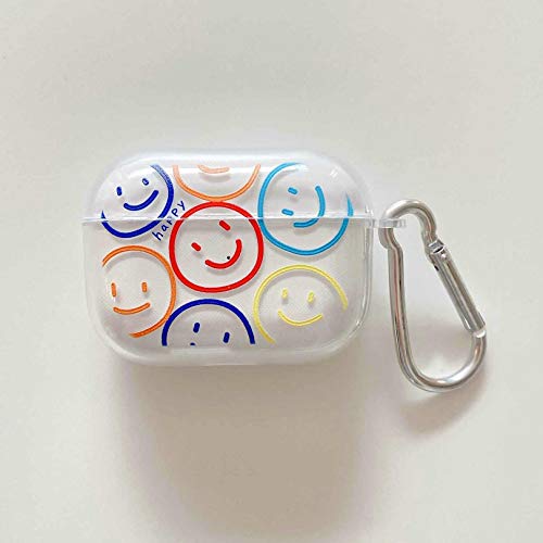 Airpods 3 Case Cover,JANDM Cute Smiley Clear Soft Silicon Smooth Shockproof with Keychain Girls Kids Women Case for Airpods 3rd Generation Charging Case