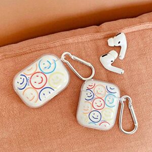 Airpods 3 Case Cover,JANDM Cute Smiley Clear Soft Silicon Smooth Shockproof with Keychain Girls Kids Women Case for Airpods 3rd Generation Charging Case