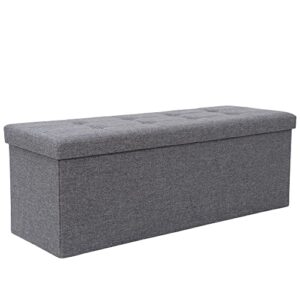 super deal folding storage ottoman bench, 43 inches footrest with padded seat large toy box storage chest for bedroom living room entryway, 660 lbs capacity 15" x 43" x 15" dark gray