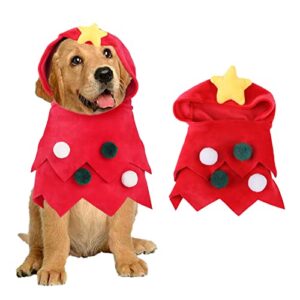 Christmas Pet Costume, Dog Cat Christmas Tree Costume Cat Christmas Hat Christmas Pet Costume Accessory for Christmas Decoration Pet Christmas Party Cosplay Supplies for Small Cats Dogs (Red)