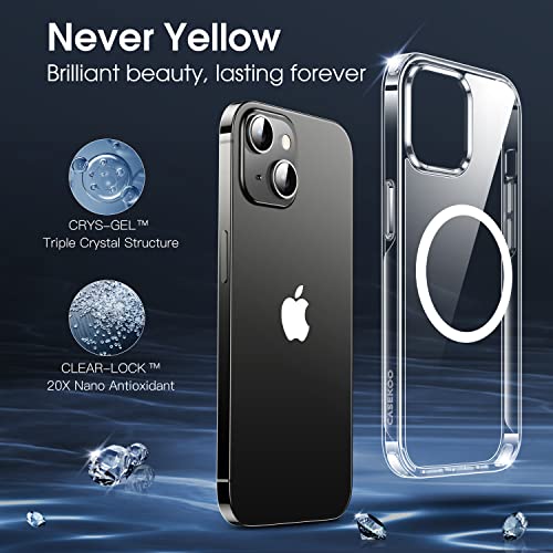 CASEKOO Magnetic Designed for iPhone 14 Case & iPhone 13 Case [No.1 Strong Magnets][Never Yellow][Military Grade Drop Protection] Compatible with MagSafe Protective Thin Cover 6.1 inch 2022-Clear