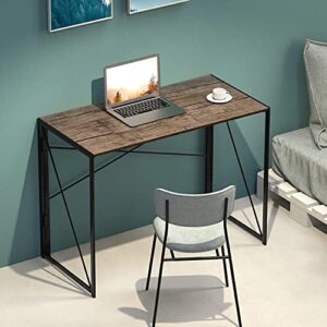 Garden Elements Modern Small Computer Folding Desk for Home Office, 39" (Brown)