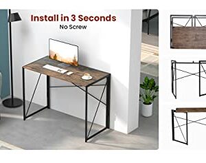 Garden Elements Modern Small Computer Folding Desk for Home Office, 39" (Brown)