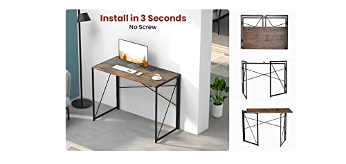 Garden Elements Modern Small Computer Folding Desk for Home Office, 39" (Brown)