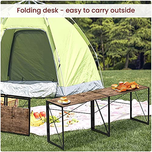 Garden Elements Modern Small Computer Folding Desk for Home Office, 39" (Brown)