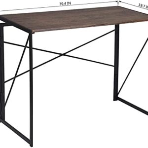 Garden Elements Modern Small Computer Folding Desk for Home Office, 39" (Brown)