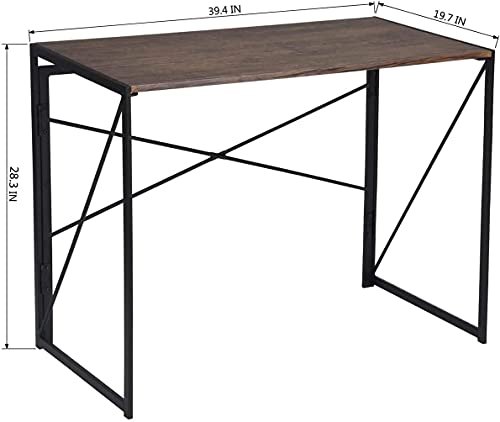 Garden Elements Modern Small Computer Folding Desk for Home Office, 39" (Brown)