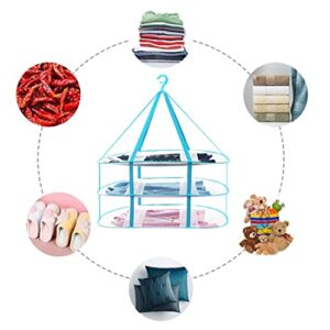 Fashion & Lifestyle Large Size Sweater Hanging Dryer, 3 Tier Folding Drying Rack, Lay Flat to Dry Mesh Clothes Hanger for Sweater, Delicates and Swimsuit 30.3 inches L x 24 inches W x 30.7 inches H