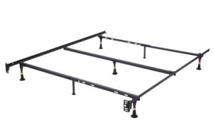 kb designs – heavy duty metal queen size bed frame with center support, (glide legs)