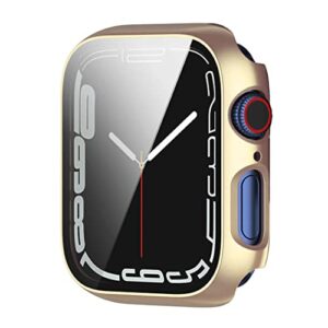 hankn 40mm case compatible with apple watch series 4 5 6 se 40mm tempered glass screen protector case, full coverage shockproof iwatch bumper cover (40mm, gold)