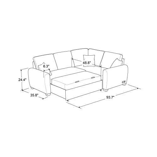 Lifestyle Solutions Convertible Sofa, Ivory