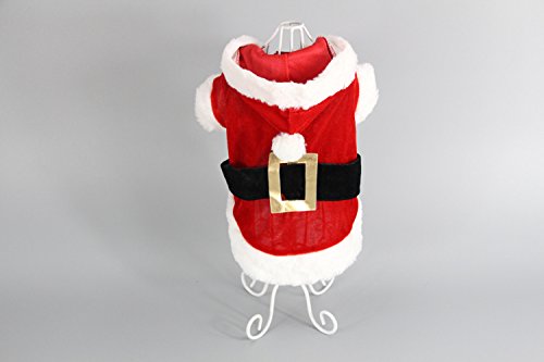 Dog Cat Christmas Outfit with Hat Santa Claus Puppy Cloth Costume Xmas Winter Hoodie for Medium or Small Dogs