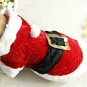 Dog Cat Christmas Outfit with Hat Santa Claus Puppy Cloth Costume Xmas Winter Hoodie for Medium or Small Dogs