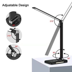 AFROG 8-in-1 4th Gen Multifunctional LED Desk Lamp with 10W Fast Wireless Charger,USB Charging Port,1200Lux Super Bright,5 Lighting Mode,7 Brightness，40 Min Timer,Night Light Function,5000K