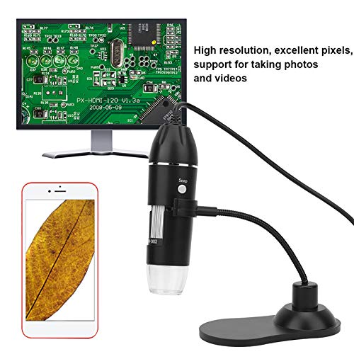 Velaurs USB Digital Microscope, Convenient 50X-1000X High Resolution 8 LED Lights Microscope for Archaeological Research for Biological Research