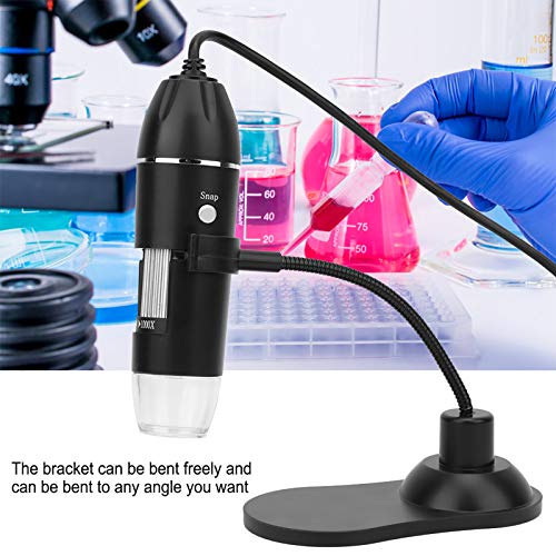 Velaurs USB Digital Microscope, Convenient 50X-1000X High Resolution 8 LED Lights Microscope for Archaeological Research for Biological Research