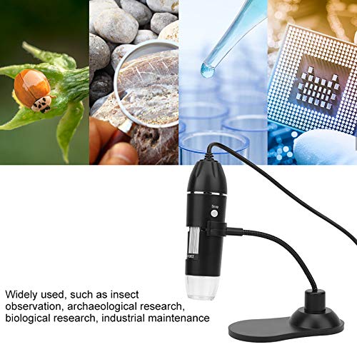 Velaurs USB Digital Microscope, Convenient 50X-1000X High Resolution 8 LED Lights Microscope for Archaeological Research for Biological Research