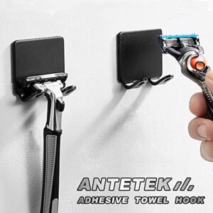 Razor Holder for Shower, Antetek Razor Holder Shower Hooks Adhesive Razor Hook Stainless Steel Shaver Hook Hanger Heavy Duty Shaver Holder Kitchen Bathroom Sticky Wall Hook for Razor Plug Towel Loofah