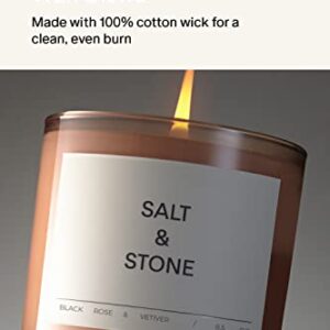 SALT & STONE Black Rose & Vetiver Scented Candle | Hand-Poured, Aromatic & Fragrant | Made with Natural Coconut & Soy Blend Wax | 100% Cotton Wick | Long-Lasting 50 Hour Burn Time (8.5 oz)